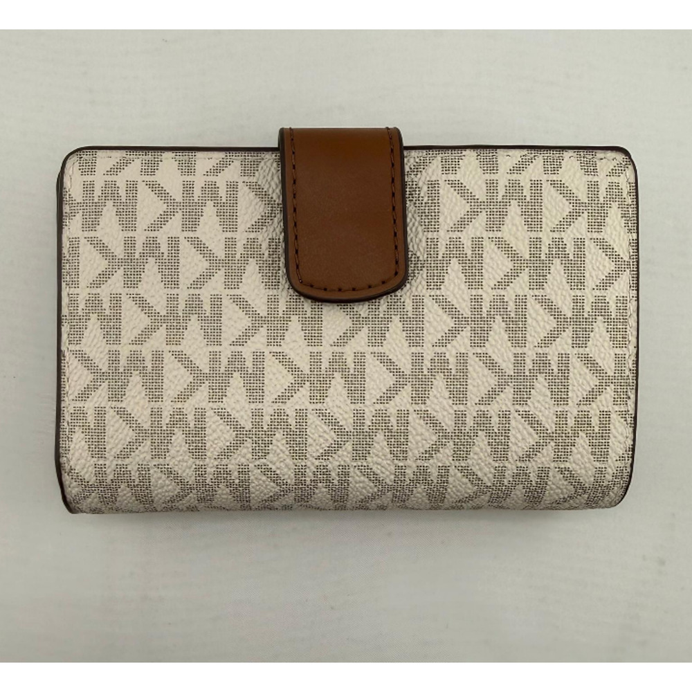Michael Kors Jet Set Travel Medium Bifold Zip Coin Wallet Vanilla 35F8GTVF2B NEW - Picture 2 of 4